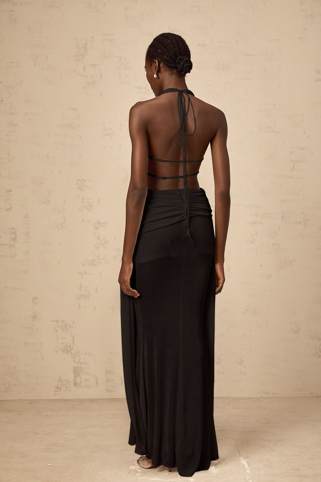 Déotille halterneck backless maxi dress in Black