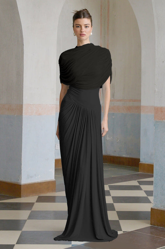 Vestale  Asymmetrical Pleated Maxi Dress