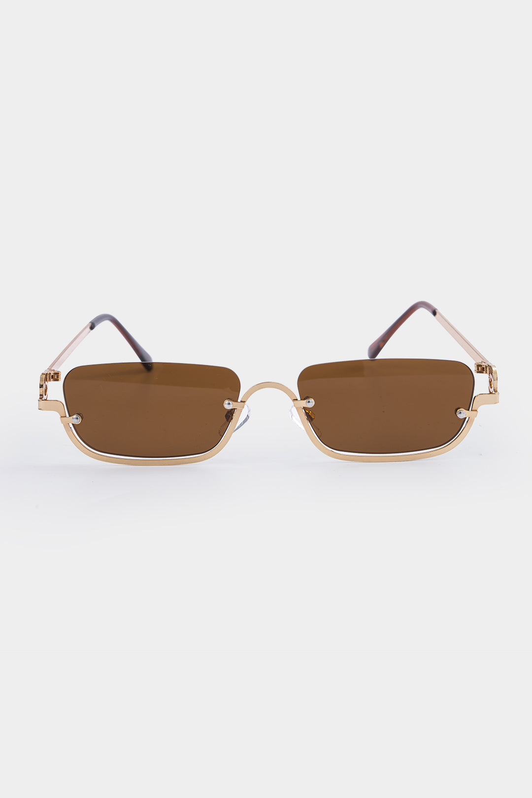 Metal Square Half-Frame Sunglasses