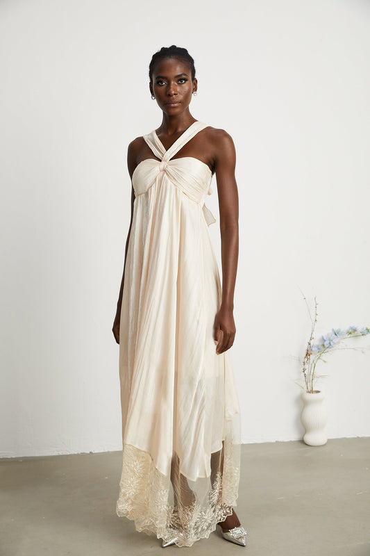 Bérénice lace-hem midi dress