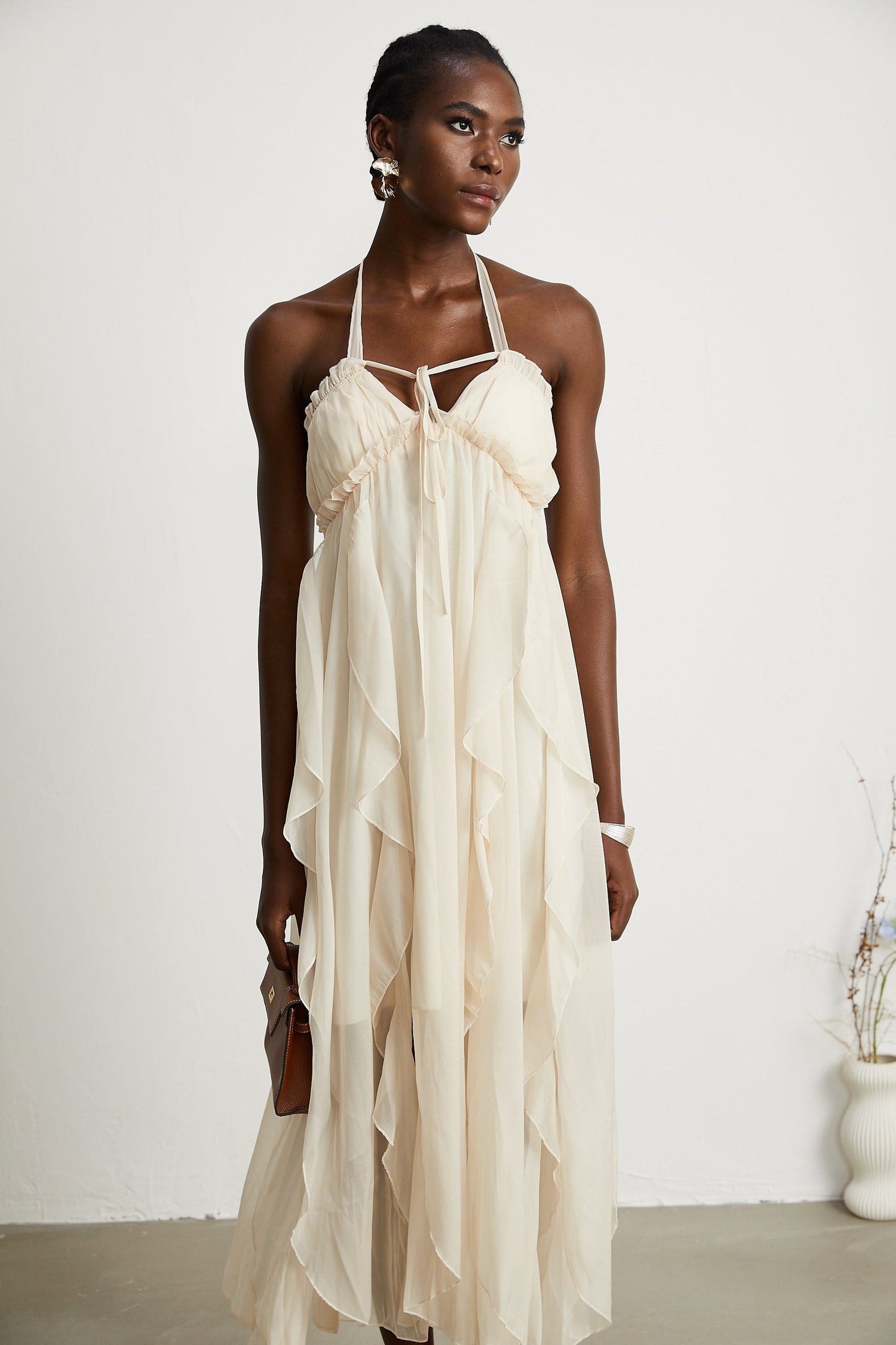 Axelle tulle pleated midi dress