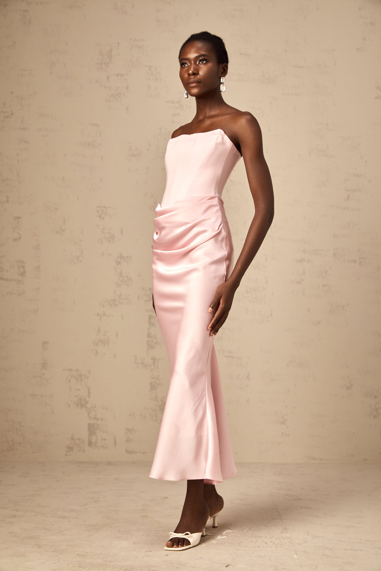 Aurore Pink Off-Shoulder Maxi Dress
