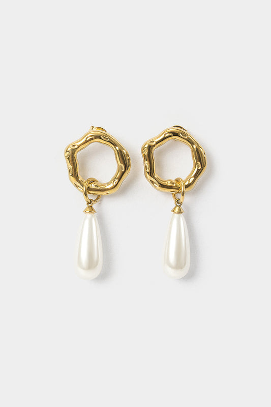 Metal Pearl Pendent Earrings