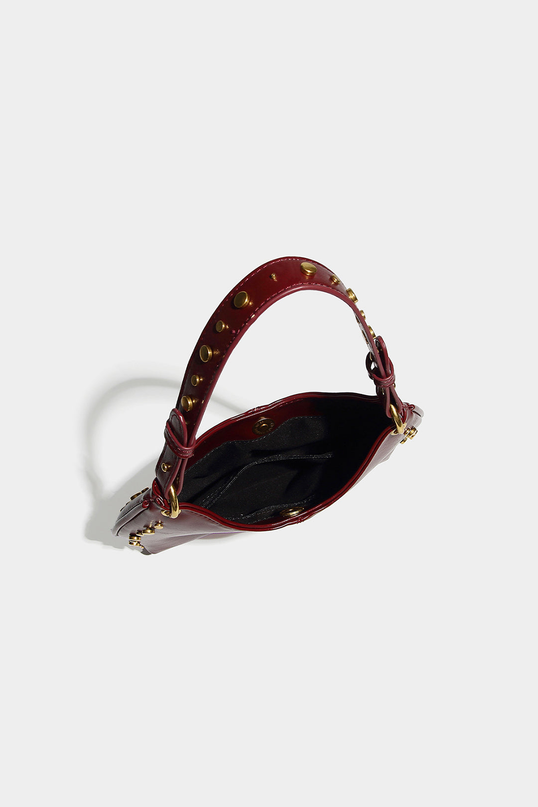 Faux Leather Chain Stud Shoulder Bag