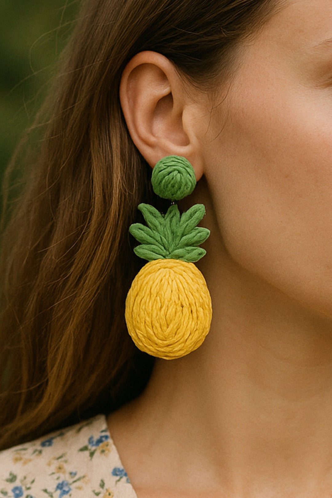 Woven Floral Fruit Earrings