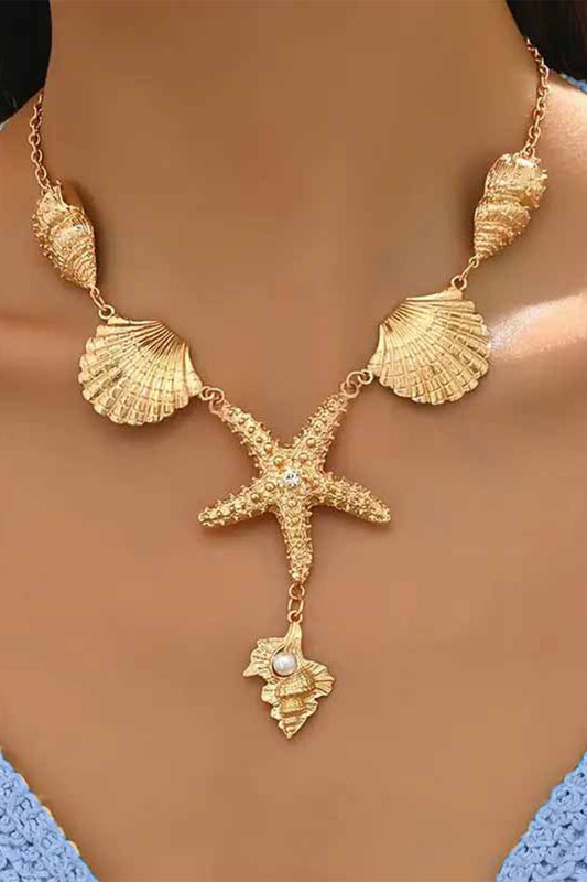 Alloy Bead Shell Starfish Necklace