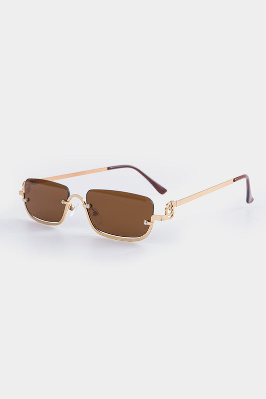 Metal Square Half-Frame Sunglasses
