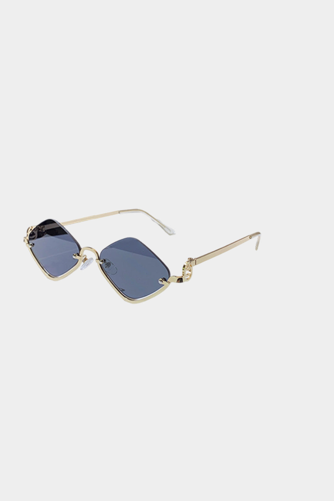 Metal Diamond-Shaped Half-Frame Sunglasses