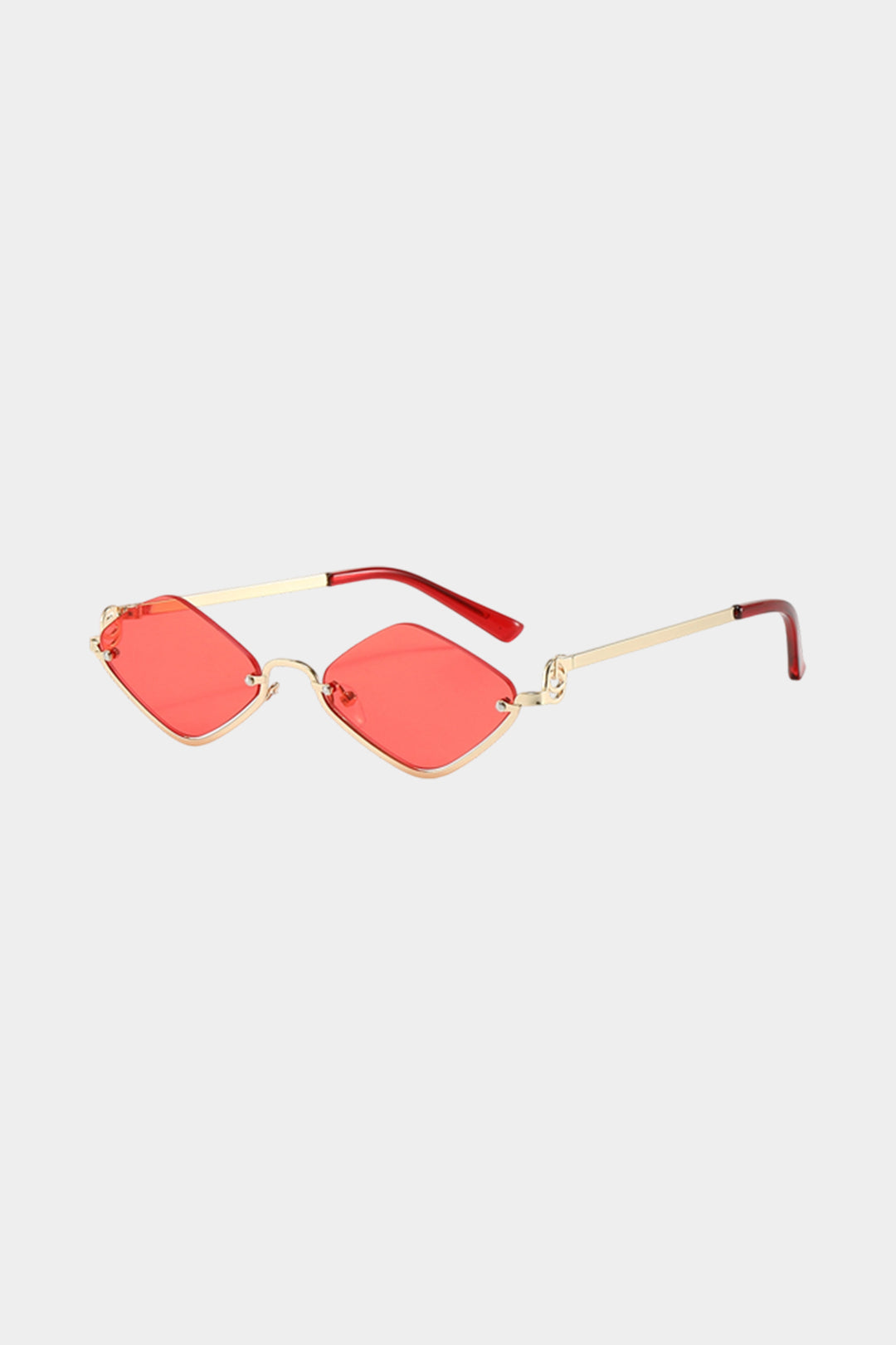 Metal Diamond-Shaped Half-Frame Sunglasses