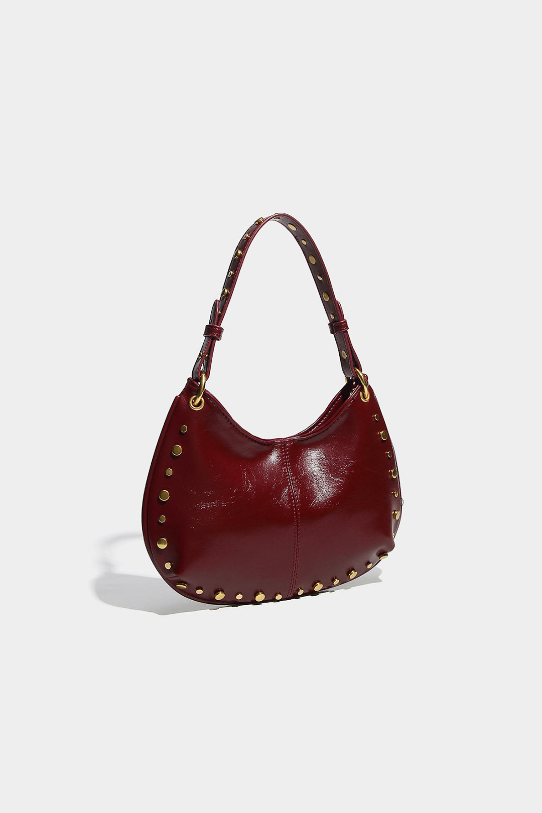 Faux Leather Chain Stud Shoulder Bag