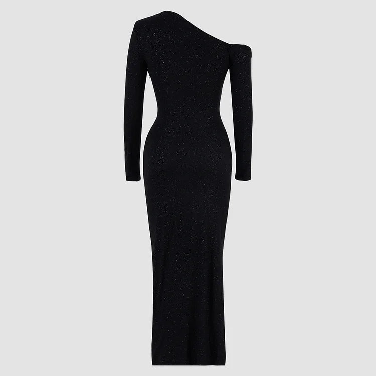 Brittany Robe Mi-Longue - Noir Pailleté