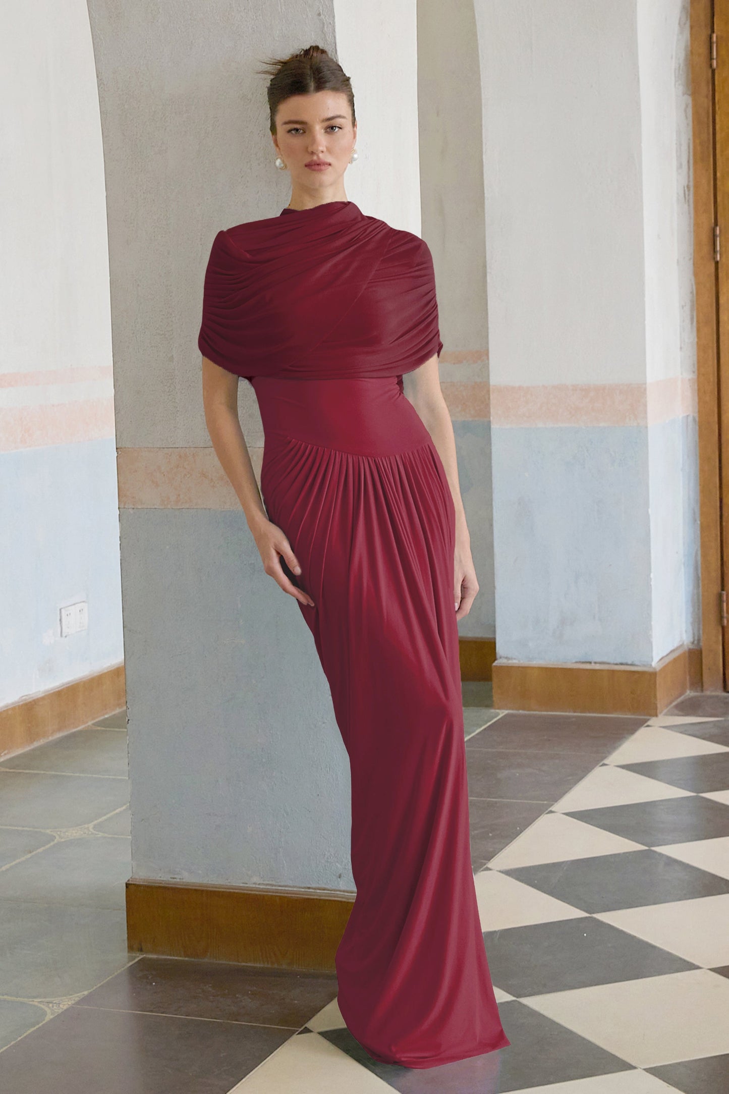 Vestale  Asymmetrical Pleated Maxi Dress