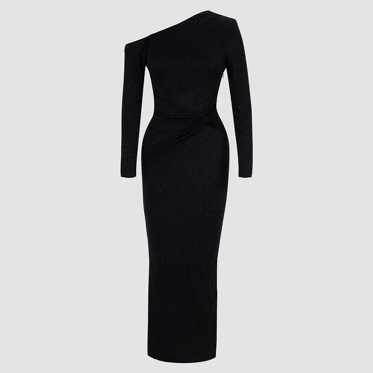 Brittany Robe Mi-Longue - Noir Pailleté