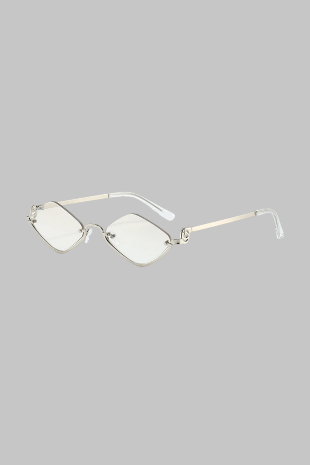 Metal Diamond-Shaped Half-Frame Sunglasses