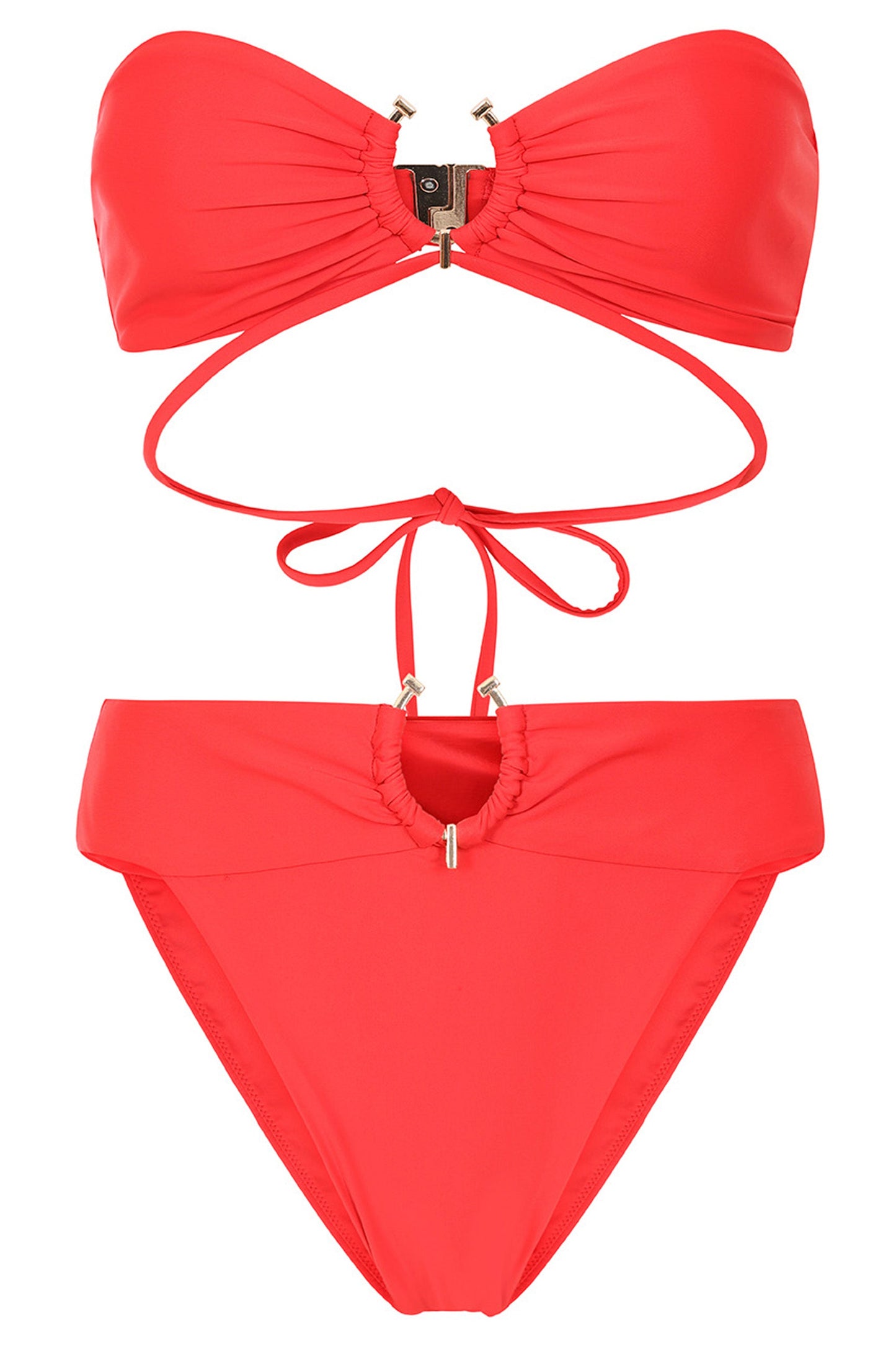 Rises | Red High Waisted Bikini Bottoms