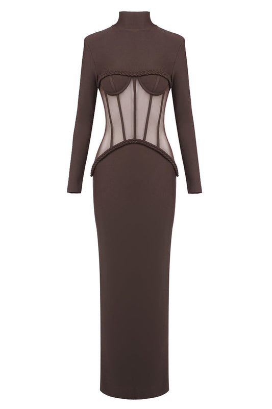 Corset Mesh Elegance Mirage Maxi Dress