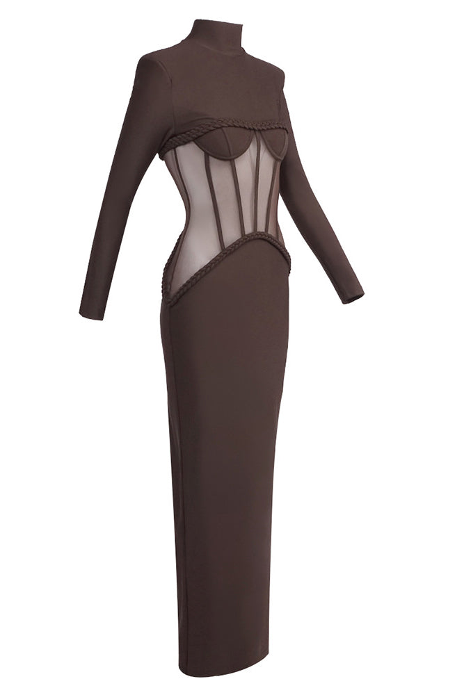 Corset Mesh Elegance Mirage Maxi Dress