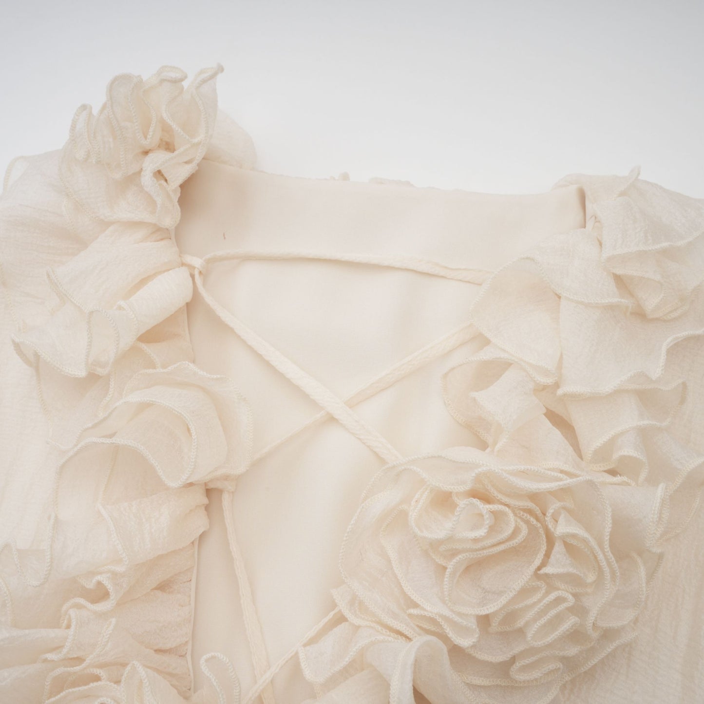 Zéphyrine floral-appliqué tiered mini dress in Neutrals