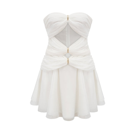 Émilienne cut-out pleated off-shoulder mini dress (US Only)