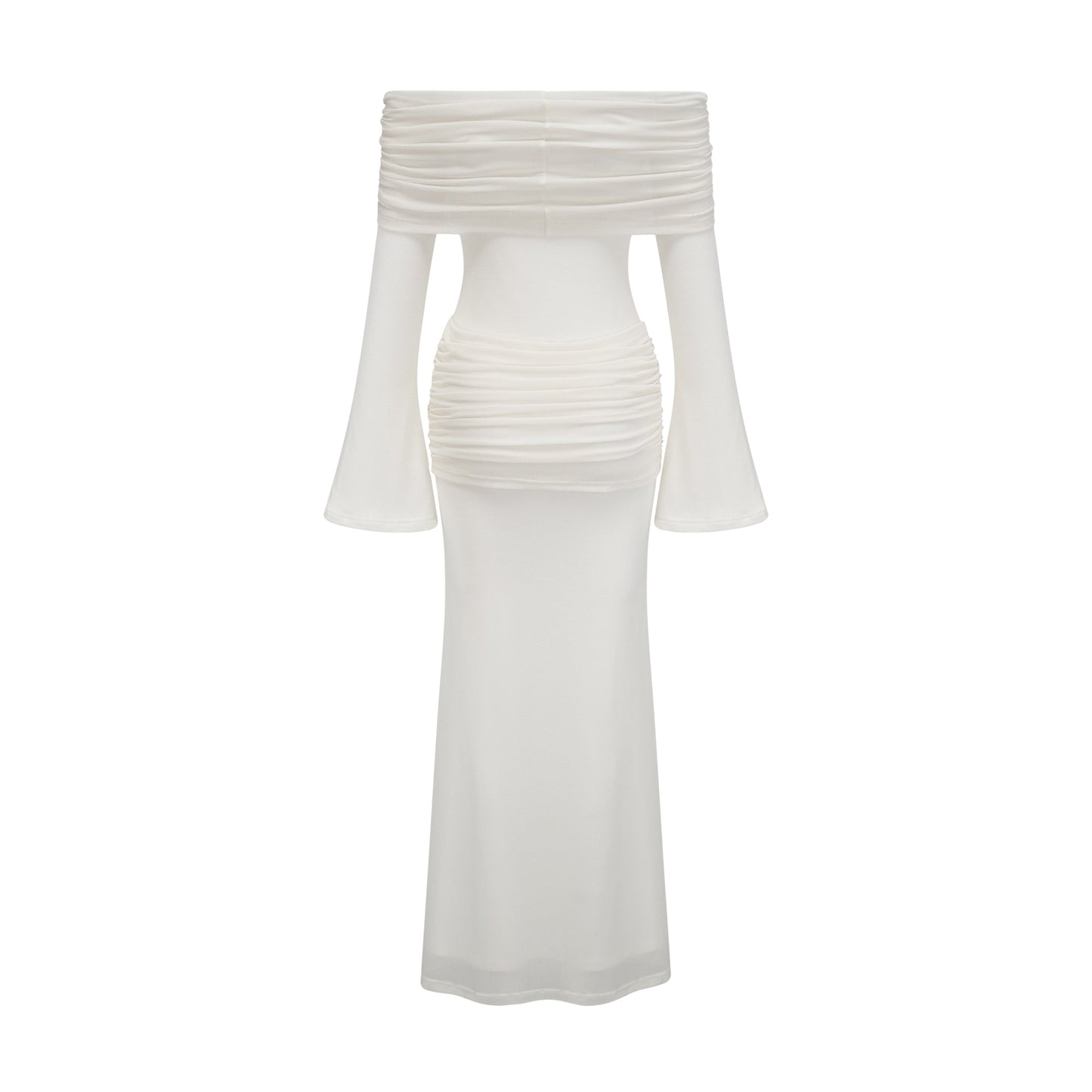 Wanda white glittered floral-appliqué knit maxi dress