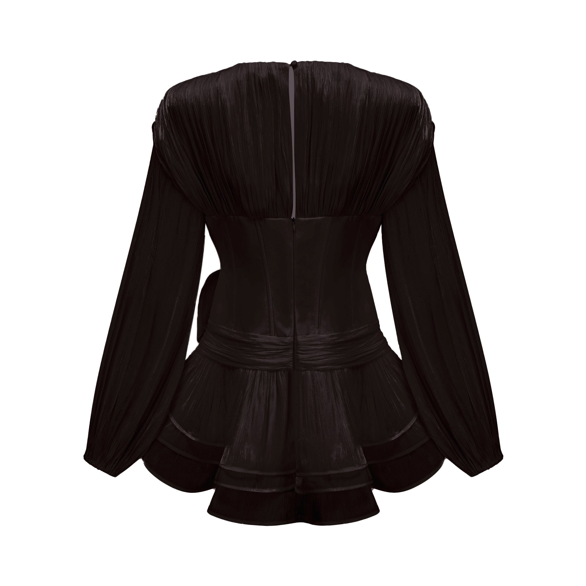 Rosier fully-pleated cinched mini dress in Black