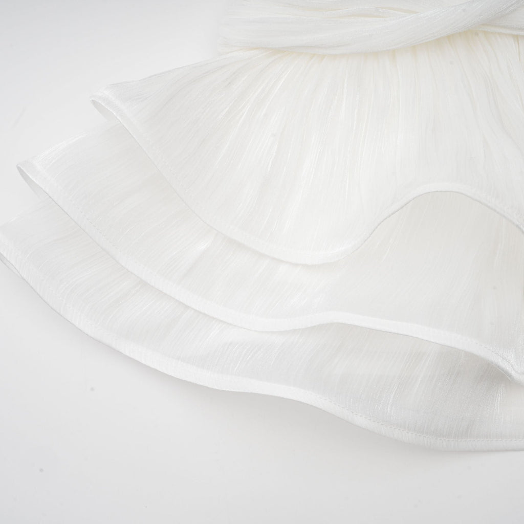 Rosier fully-pleated cinched mini dress in White