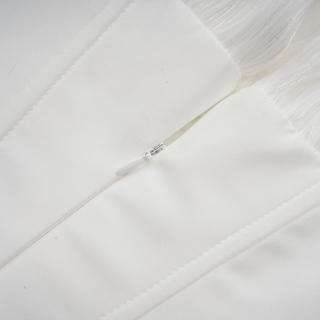 Rosier fully-pleated cinched mini dress in White