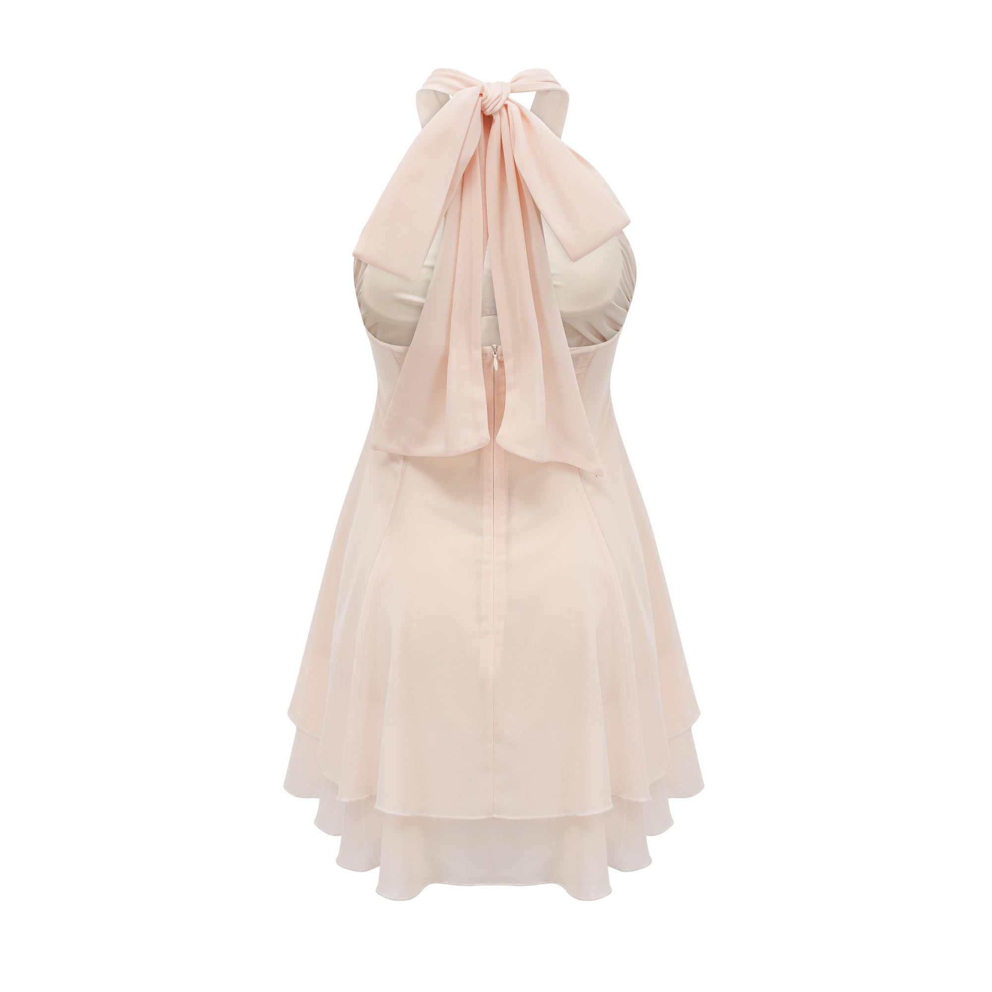 Esmerie Sleeveless Bustier Mini Dress with Back Tie Detail