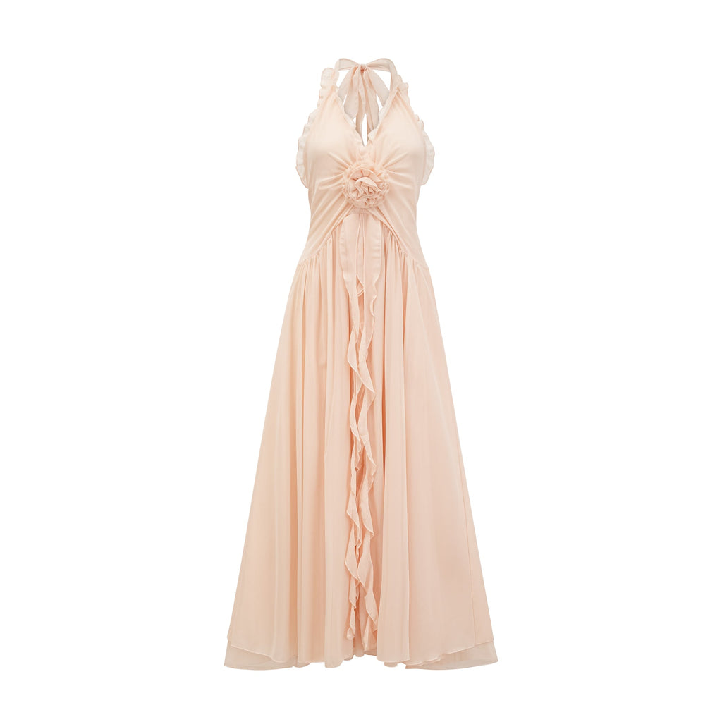 Élodie ruffled faux-flower maxi dress