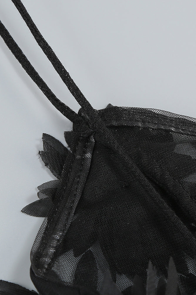 Minivestido de malla con adornos florales