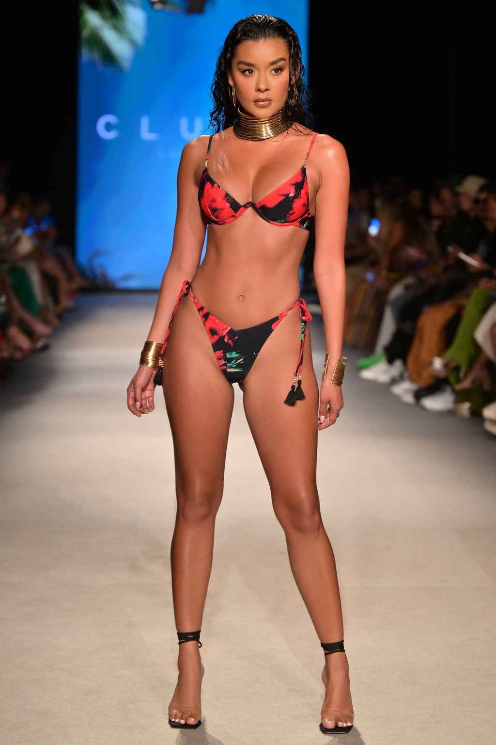 Sweep | Multi Print Beaded String Bikini top