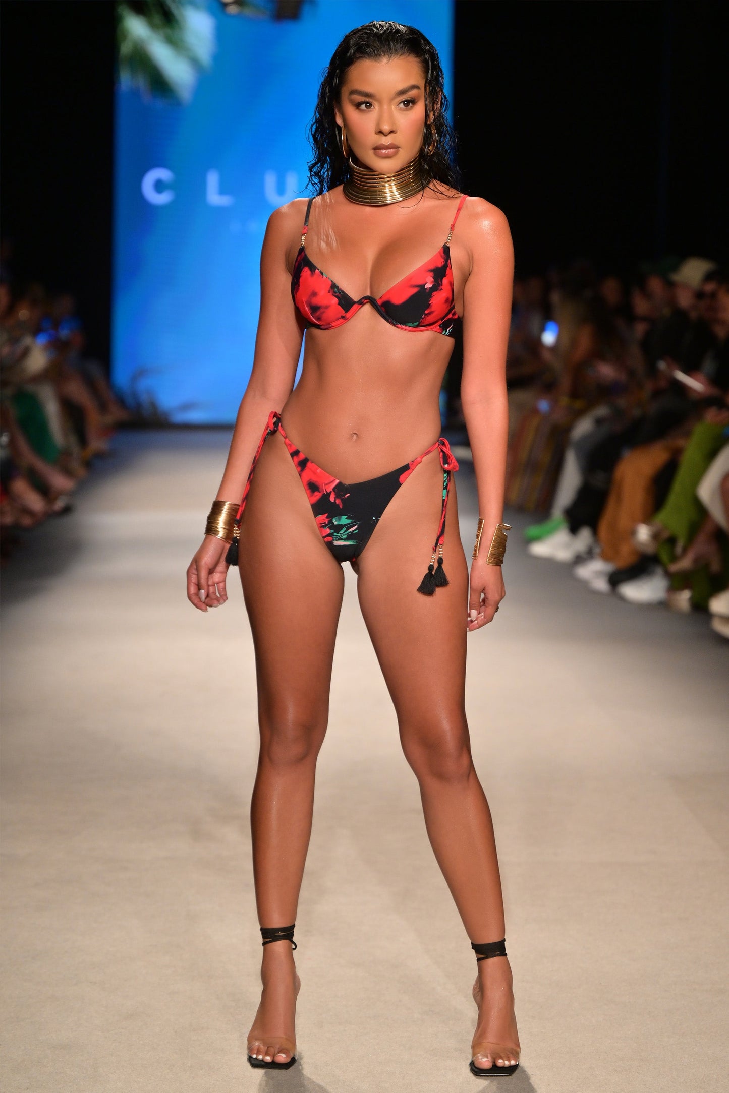 Sweep | Multi Print Beaded String Bikini top