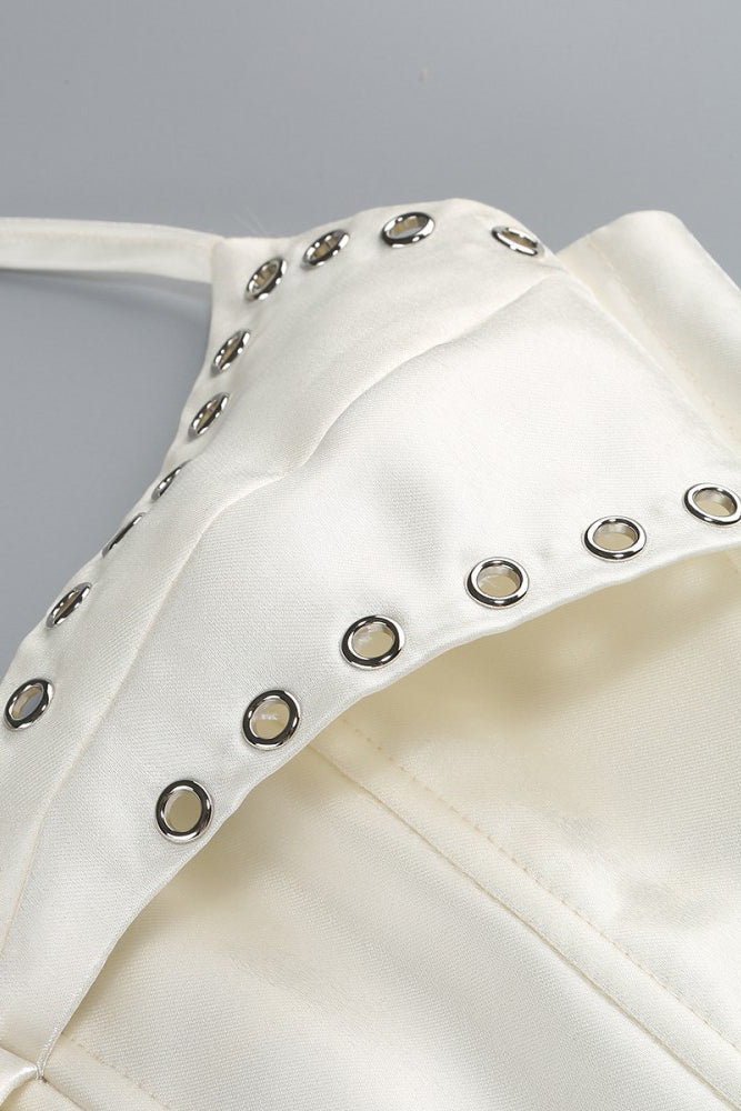 Halter Corset Hand Embroidered Floral Dess