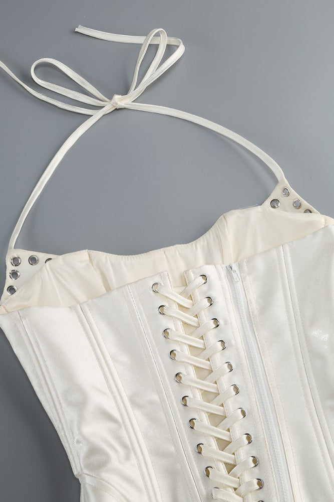 Halter Corset Hand Embroidered Floral Dess