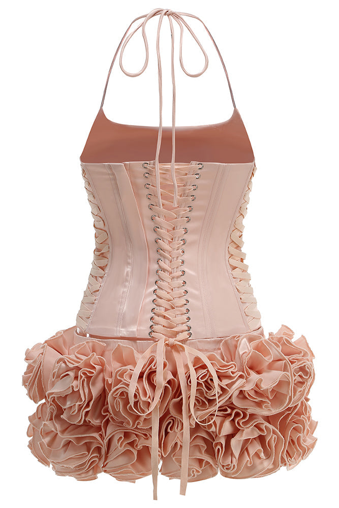 Halter Corset Hand Embroidered Floral Dess