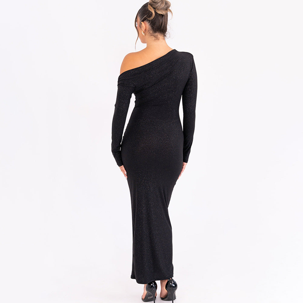 Brittany Robe Mi-Longue - Noir Pailleté