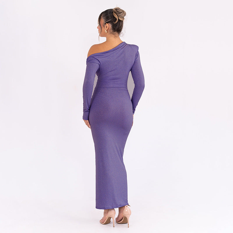 Brittany Robe Mi-Longue - Violet Pailleté