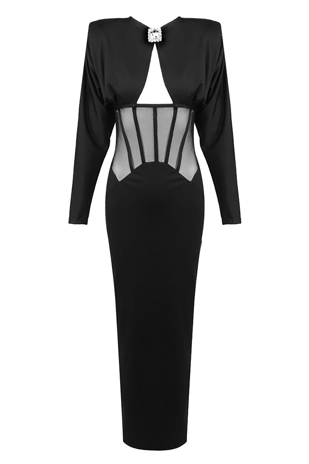 Padded-shoulder Ppanel-insert Gown