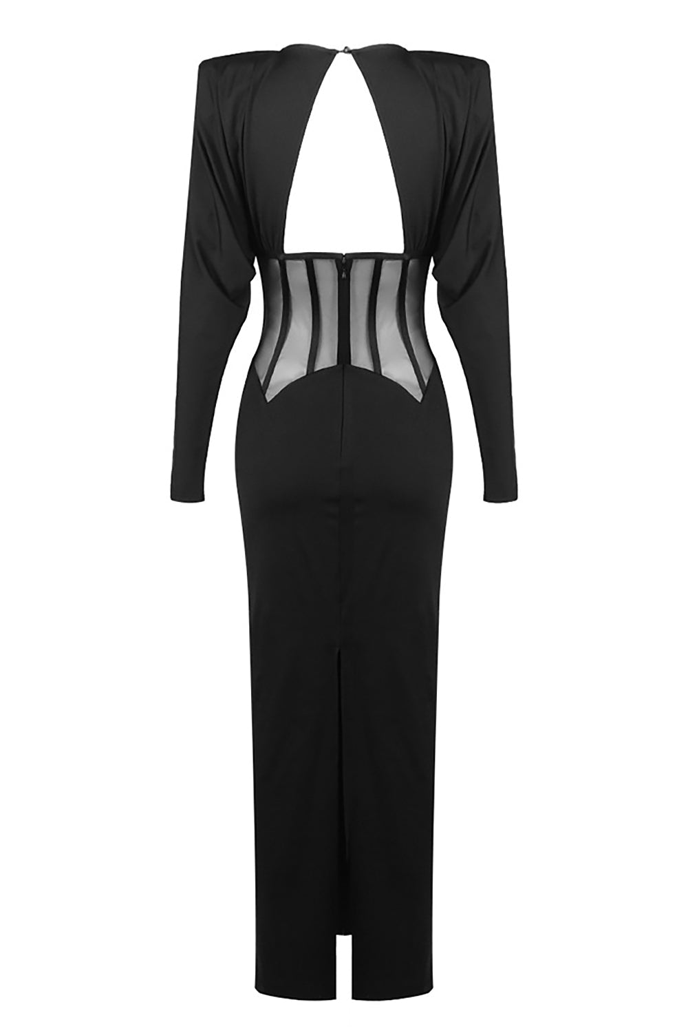 Padded-shoulder Ppanel-insert Gown