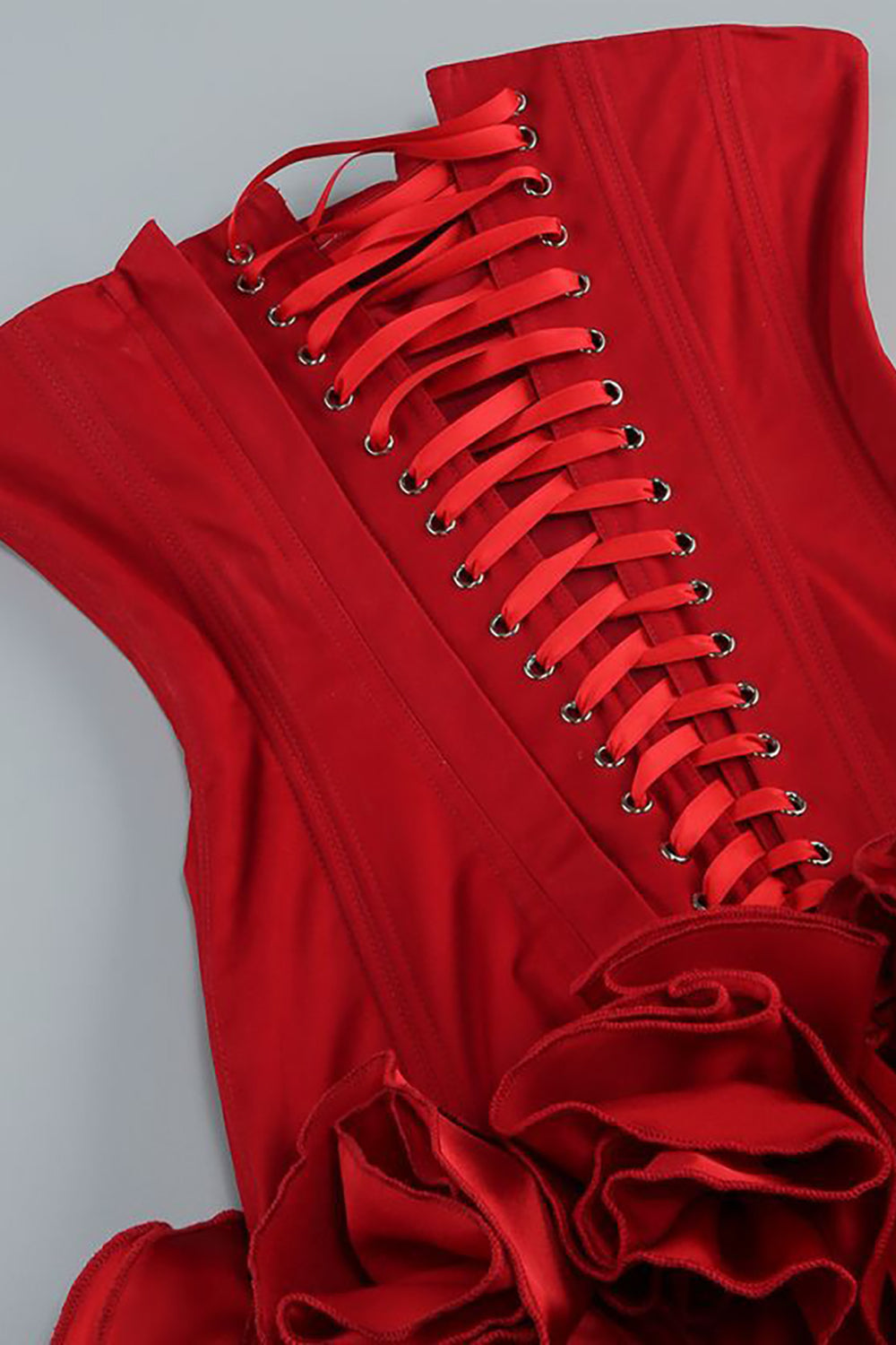 Strapless Corset Ruffled Floral Mini Dress