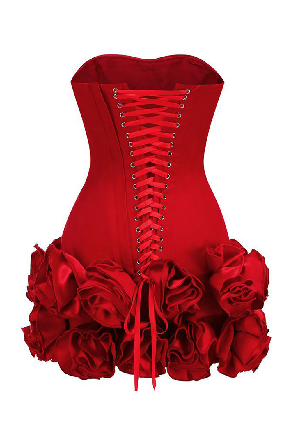 Strapless Corset Ruffled Floral Mini Dress