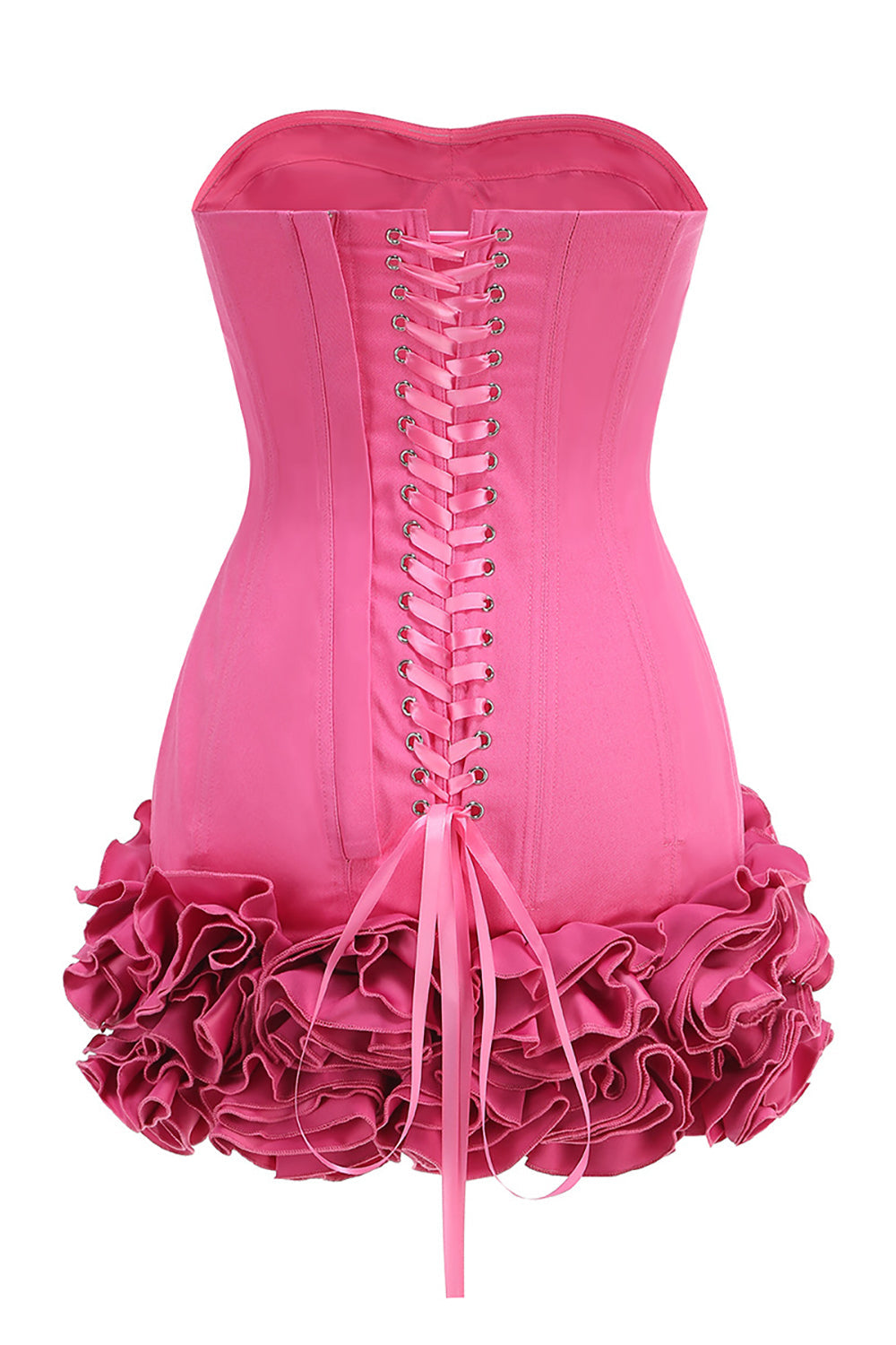 Strapless Corset Ruffled Floral Mini Dress