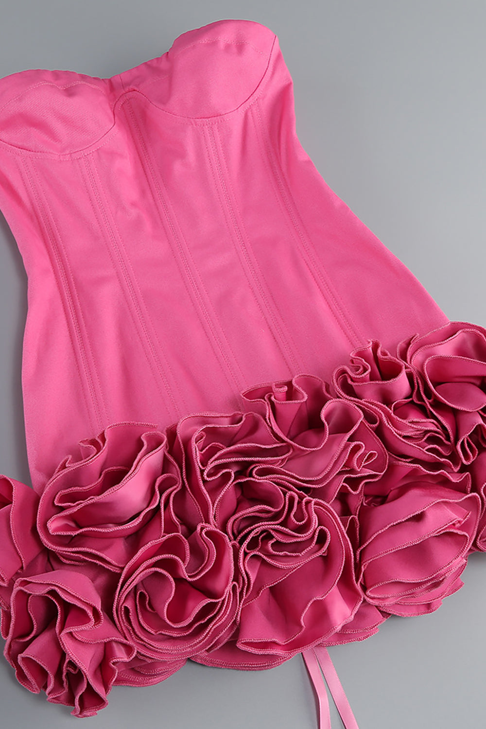 Strapless Corset Ruffled Floral Mini Dress