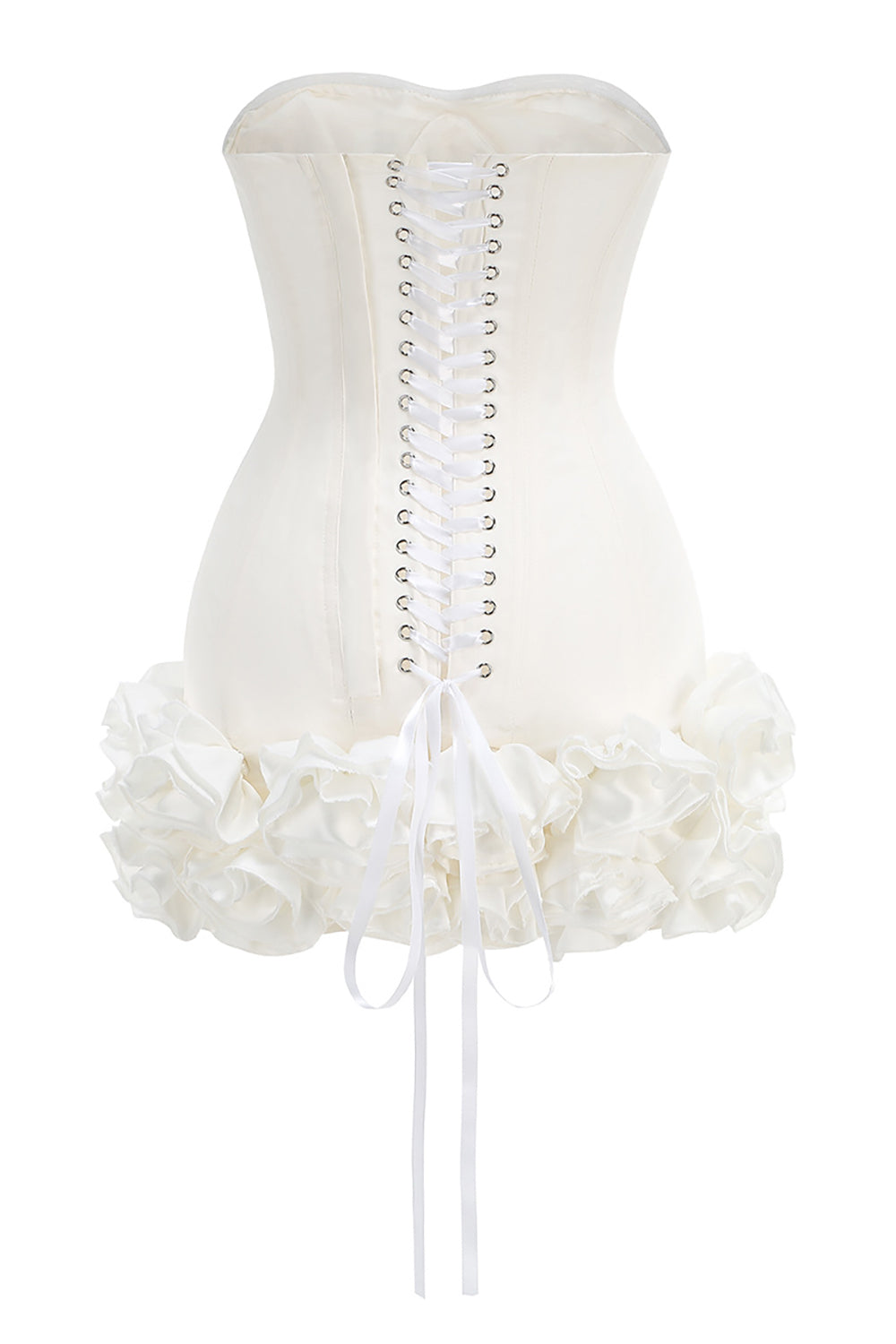 Strapless Corset Ruffled Floral Mini Dress
