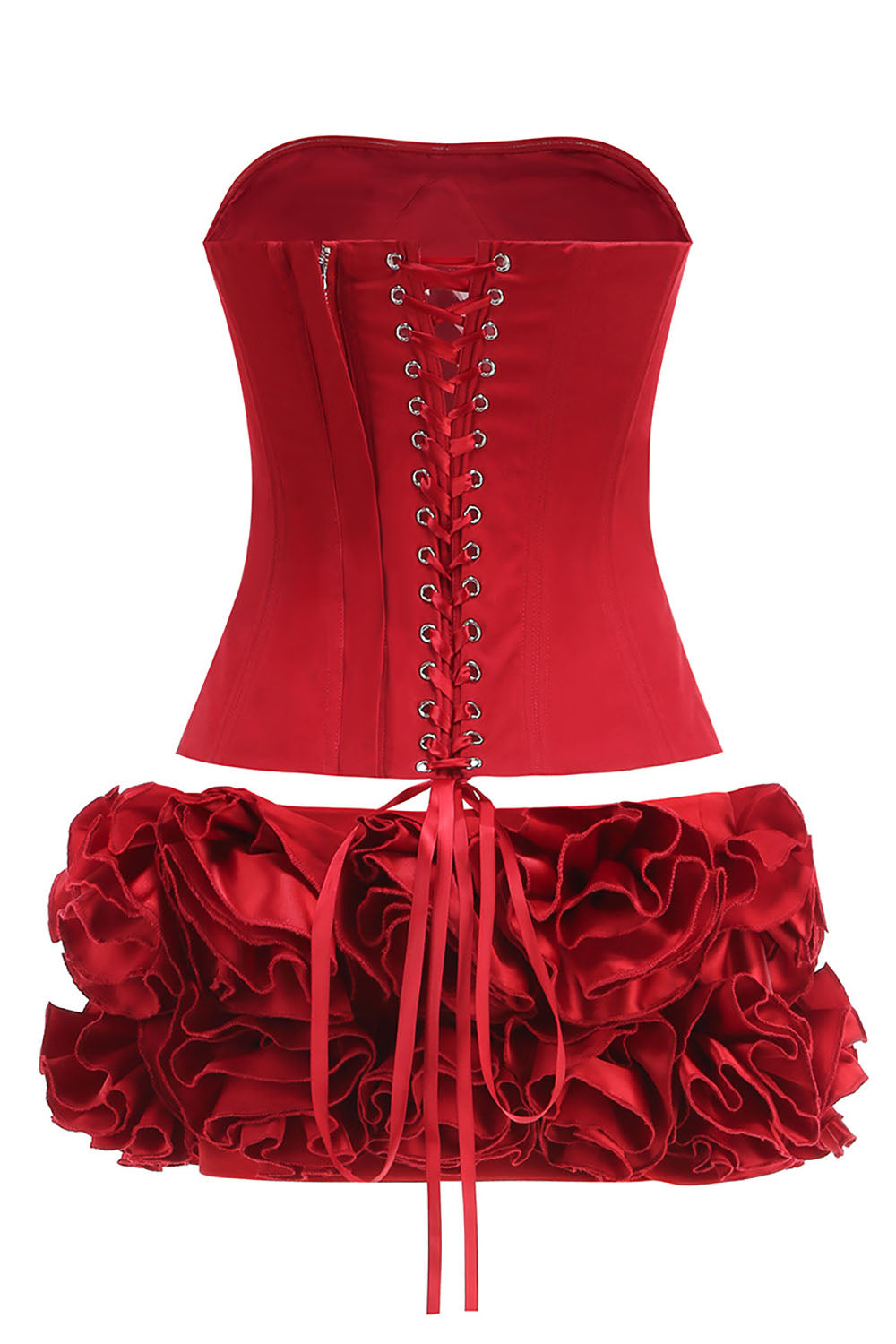 Strapless Corset Ruffled Floral Mini Dress