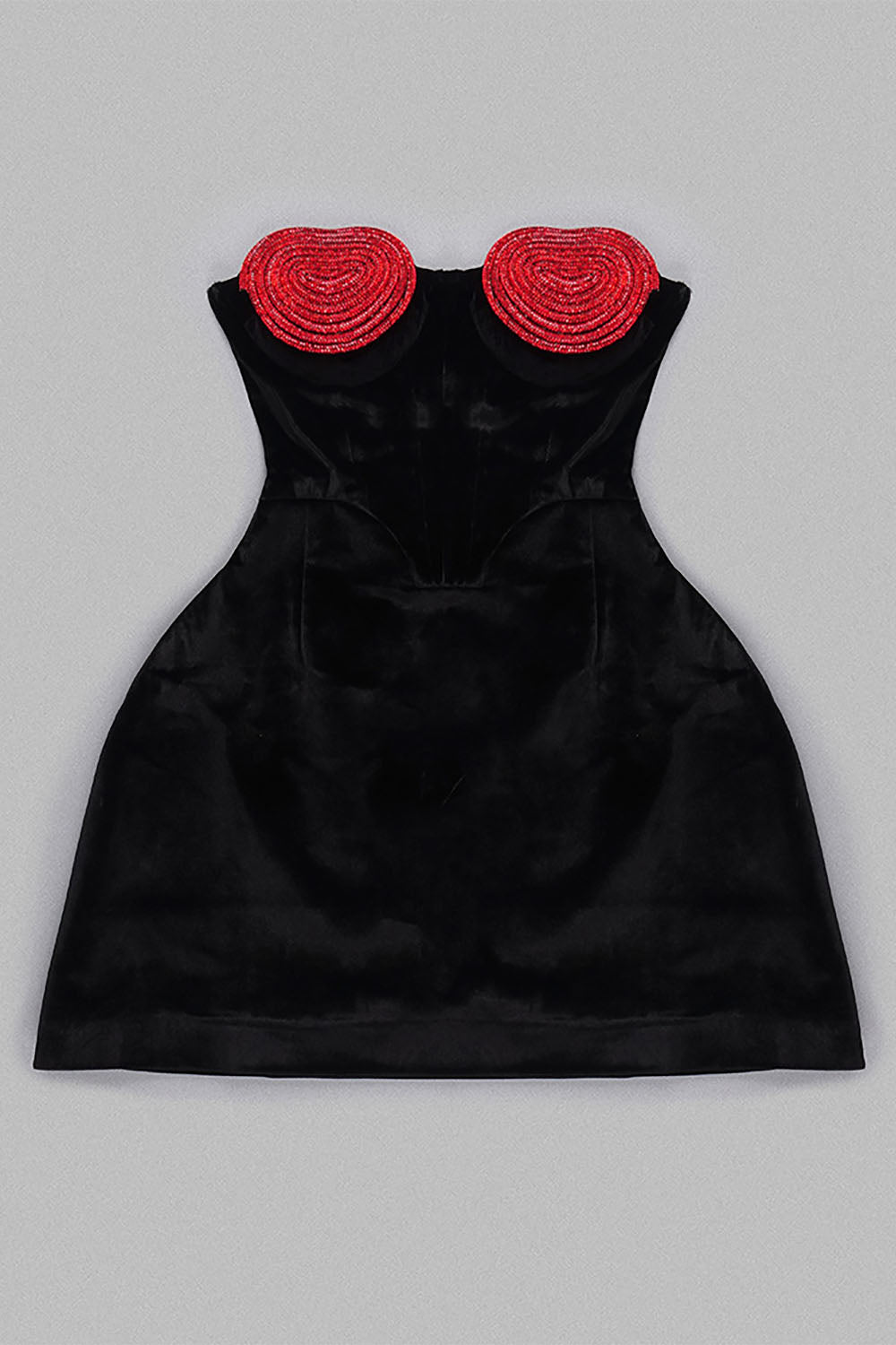 Strappy Crystal Heart Velvet Mini Dress