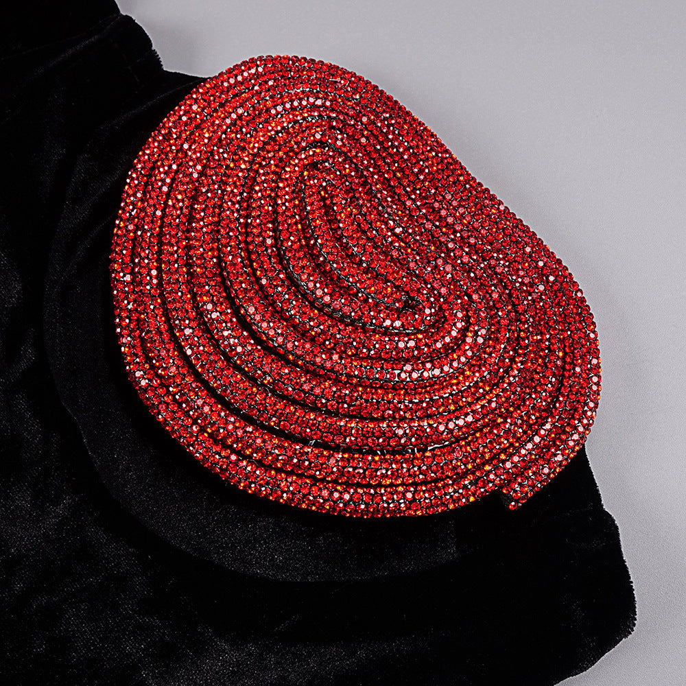 Strappy Crystal Heart Velvet Mini Dress