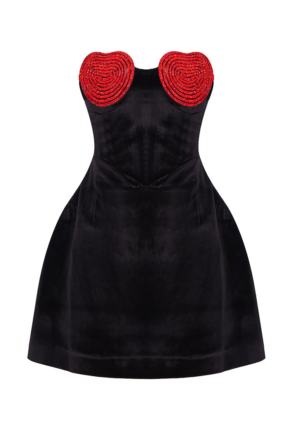 Strappy Crystal Heart Velvet Mini Dress