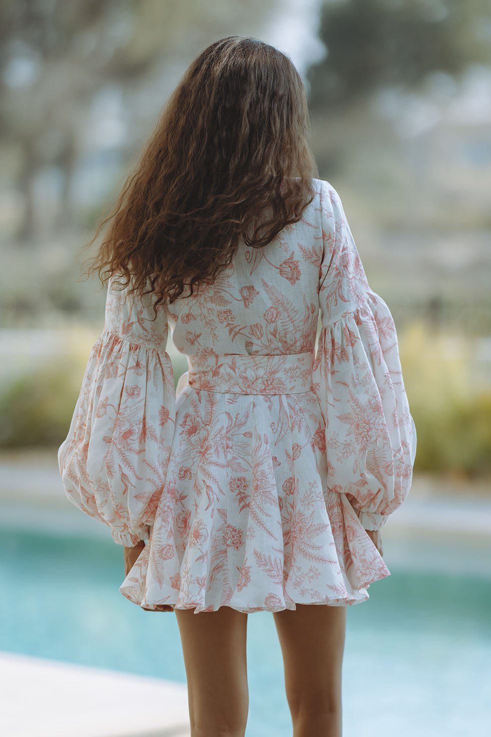 TESSA LINEN MINI DRESS - BLOOMING BLUSH