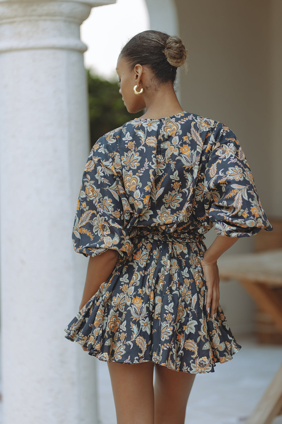 ZILPAH COTTON MINI DRESS - FLORAL BOHEME
